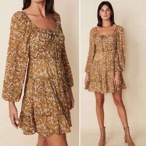 Faithfull The Brand Indira Mini Dress La Medina Paisley Print Viscose Size 4